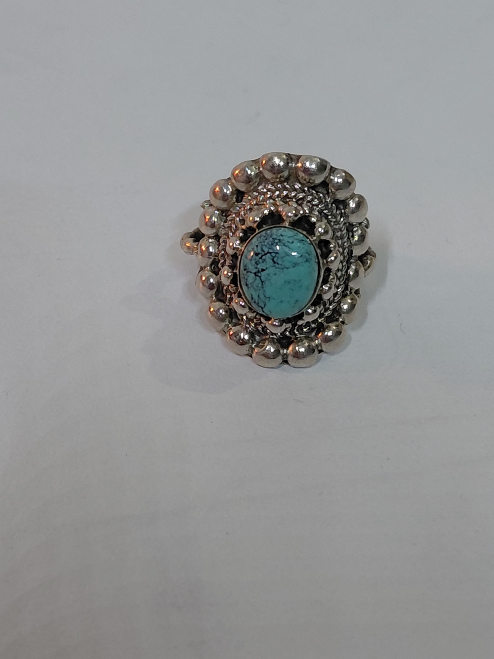 Sterling Silver Ring with Turquoise Gemstone .